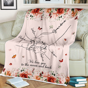 Custom Blanket For Grandma, Grandma And Grandkids Hand Fleece Blanket, Blanket With Grandkids Names For Grandmother, Nana Christmas Gift