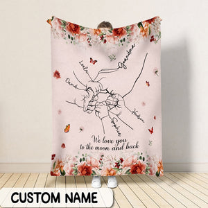 Custom Blanket For Grandma, Grandma And Grandkids Hand Fleece Blanket, Blanket With Grandkids Names For Grandmother, Nana Christmas Gift