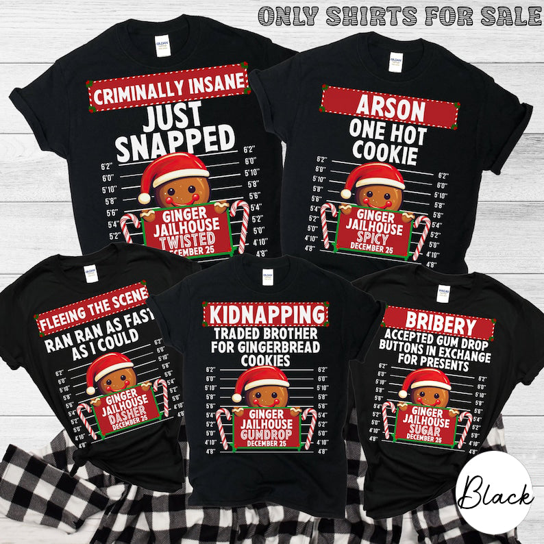 Family Christmas Shirt 2025, Group Matching Christmas outfits, Funny Gingerbread Inmate Christmas Party Tees, Matching Family Christmas Shirts