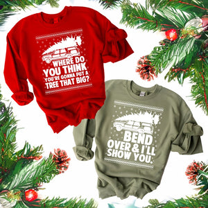 Bend Over and I'll Show You Christmas Couple T-Shirt, Ugly Christmas Vacation Shirt, Griswold Family Shirt, Cute Christmas Tree T-Shirt il_794xN.5515943785_prbb.jpg