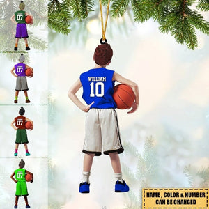 Personalized Basketball Boy Christmas Ornament, Custom Basketball Players Acrylic Ornament, Basketball Keepsake, Basketball Gift For Kid