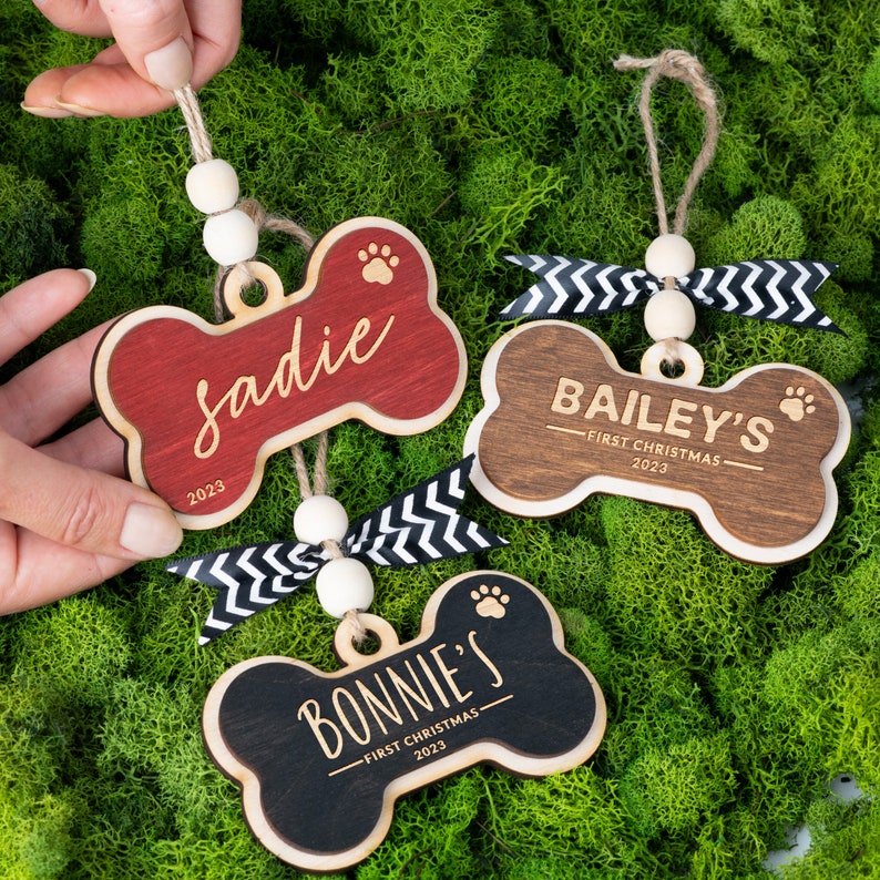 Dog Bone Ornament, Dog's First Christmas Ornament, New Dog Ornament, New Puppy Ornament, Personalized Dog's First Christmas, Bone Ornament il_794xN.5518915695_s7gl.jpg