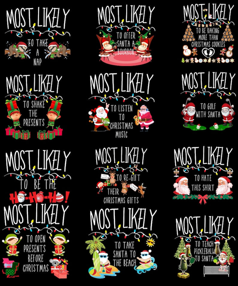 Family Christmas Matching Shirt, Dog Tank, Most Likely To, Funny Christmas Tshirt ,For Mom Dad Bother Sister Family Dog Uncle Aunt Grandma