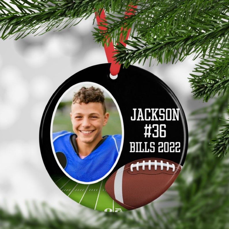 Personalized Football Picture Christmas Ornament: American Football Christmas Gift, Holiday Team Gifts, Ornament For Boy