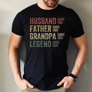 Personalized Dad Grandpa Vintage Shirt, Father's Day Shirt, Husband Father Grandpa Legend, Grandfather Custom Dates