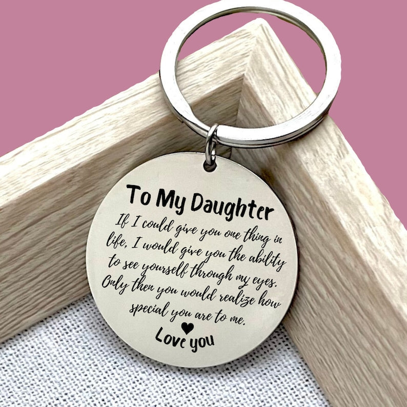 Personalized To My Daughter Stainless Steel Keychain - Custom Heartfelt Daughter Gift Keychain - Daughter's Birthday - Christmas Gift