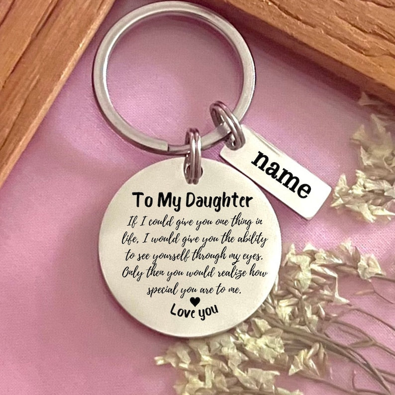 Personalized Daughter Keychain Gift Special Gift For Daughter From Mom Dad Grandma Grandpa Daughter Keychain Birthday Gift, Daughter Keepsake Gift