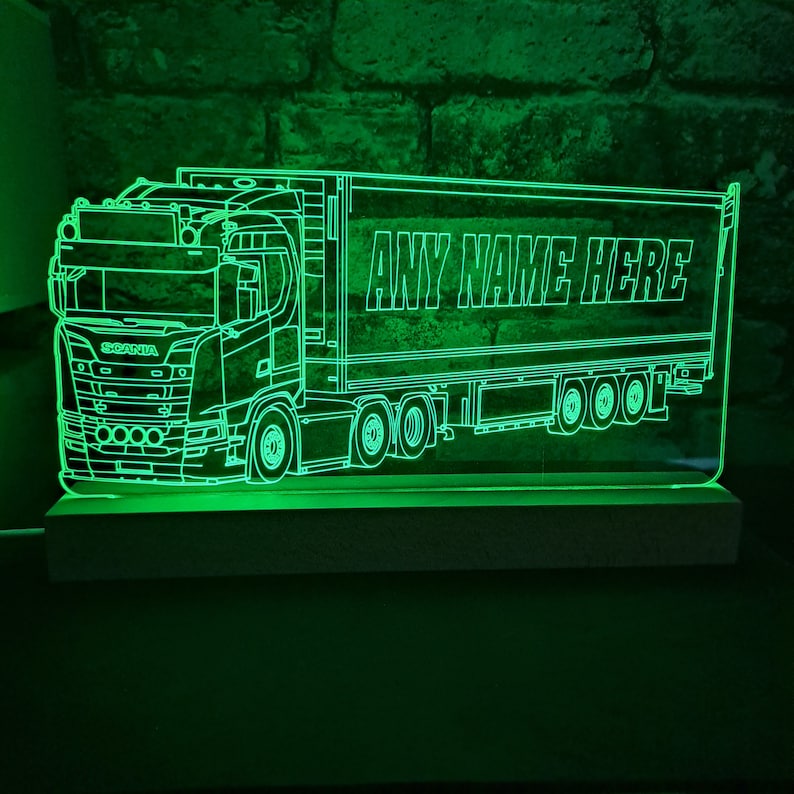 Personalised Lorry with Trailer LED Lamp, Scan Lorry with Trailer, Personalised Truck, Truck with Trailer, Lorry Gift, Trucker Gift, Light