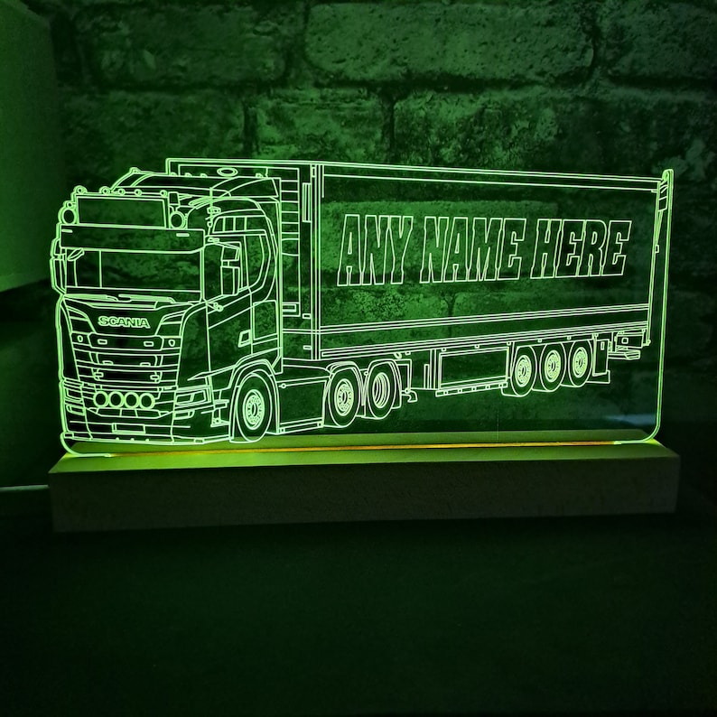 Personalised Lorry with Trailer LED Lamp, Scan Lorry with Trailer, Personalised Truck, Truck with Trailer, Lorry Gift, Trucker Gift, Light