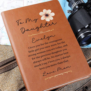 To My Daughter Personalized Leather Journal Gift from Mom, Floral Daughter Message Journal, Personalized Gift for Daughter, Gifts for Girls