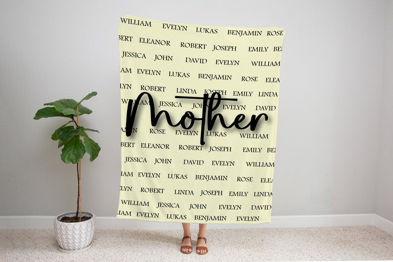 Custom Grandma & Grandpa Blanket, Personalized Family Name Blanket, Birthday Vacation Gif, Baby Blanket, Christmas Gift