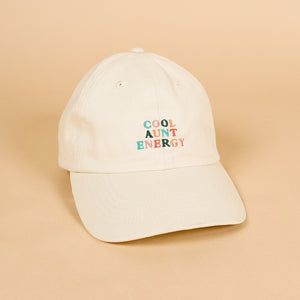 Cool Aunt Energy Cap | In Mom My Era | Beige Cap with Multicolor Embroidered Letters