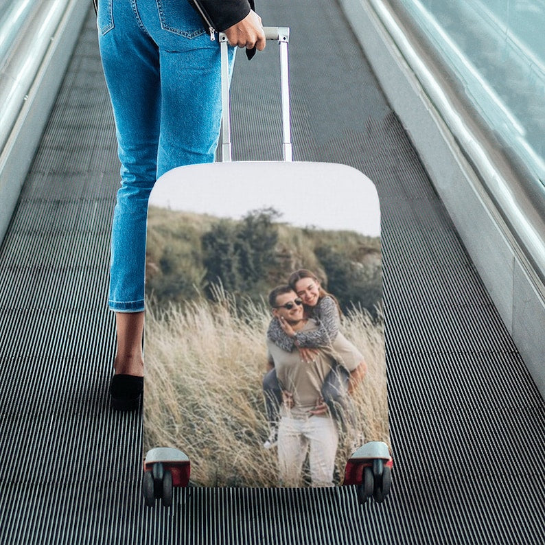 Custom Photo Luggage Cover, Personalize Pet Photo Logo Suitcase Covers, Customized Luggage Wrap Suitcase Protector, honeymoon gifts