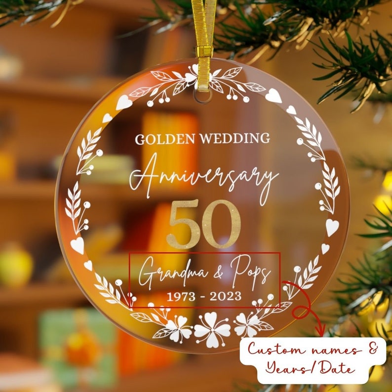 50th Wedding Anniversary Gift for Parents Gift for 50th Wedding Anniversary Personalized Golden Anniversary Ornament 50th Anniversary Gift