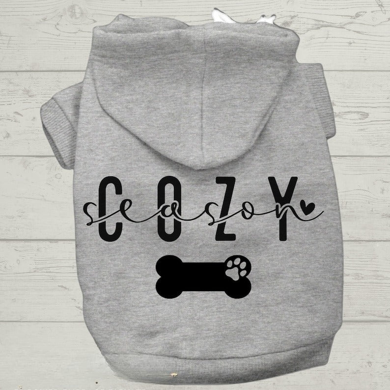 Cozy Season Custom Dog Hoodie, Fall Dog Hoodie, Personalized Dog Clothes, Dog Sweater, Dog Coat, Pet Sweater, Coat for Dog, Winter Dog Coat
