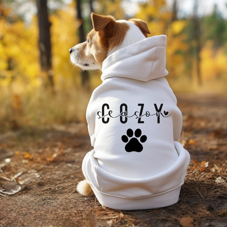 Cozy Season Custom Dog Hoodie, Fall Dog Hoodie, Personalized Dog Clothes, Dog Sweater, Dog Coat, Pet Sweater, Coat for Dog, Winter Dog Coat