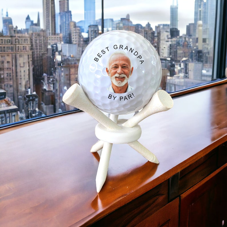 Best Grandpa By Far - Fun Golf Gift for Dad or Grandpa - Personalized Photo Golf Ball