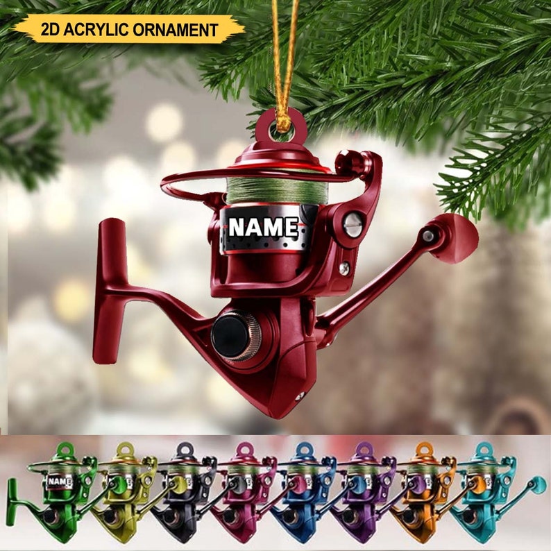 Fishing Rod Christmas Ornaments, Fish Ornaments for Fishing Lover, Personalized Christmas Fishing Ornament, Fishing Dad Gift, Fishing Lover