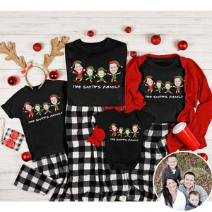 Personalized Family Elf Christmas Shirt: Custom Photo Cotton Tee