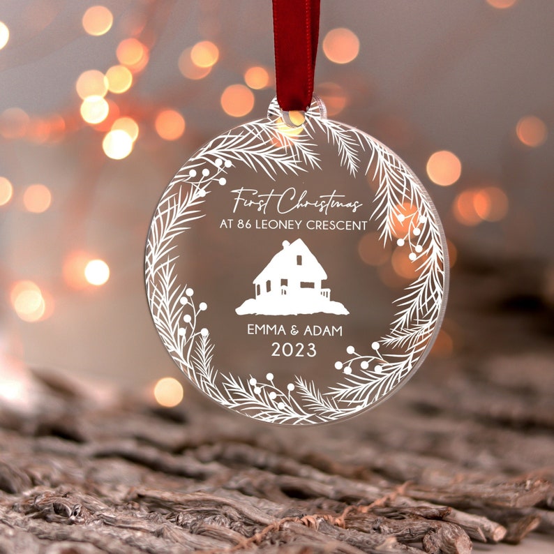 First Christmas New Home Gift Bauble, Personalised In Our First Home Christmas Ornament, First Christmas New House Decoration Couple Gift