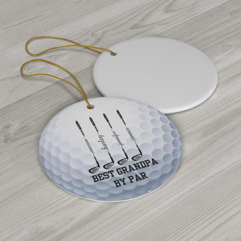 Custom Golf Ball Christmas Ornament, Ceramic Xmas Ornament for Golfer, Personalized Gift for Golf Lover, Gift for Grandpa, Gift for Dad