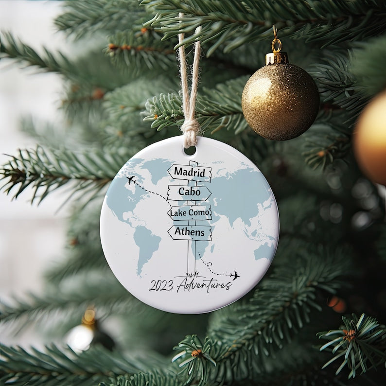 Personalized Travel Adventure Ornament, Traveling Christmas Ornament, Ornament Gift, Travel Gift, Christmas Gift, Travel Ornament, Travel