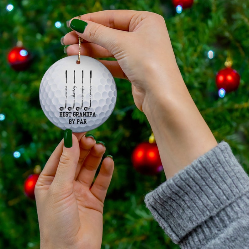 Custom Golf Ball Christmas Ornament, Ceramic Xmas Ornament for Golfer, Personalized Gift for Golf Lover, Gift for Grandpa, Gift for Dad