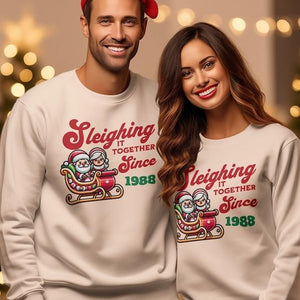 Personalized Couples Christmas Sweatshirt, Custom Holiday Sweatshirt, Couple Sweater, His and Hers Couple Shirts, Together Since