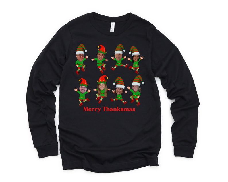 Family Custom Face Up to 8 photos Christmas Shirt Ugly Christmas Elf Face Custom Shirts Christmas Family