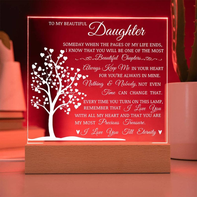 Daughter Keepsake Gift - Lamp of Love, Daughter Gift, Daughter Plaque, Birthday Gift for Daughter, Gift to Daughter from Mom, Gift From Dad