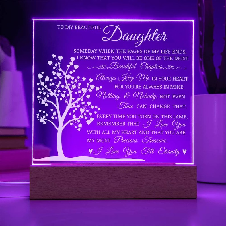 Daughter Keepsake Gift - Lamp of Love, Daughter Gift, Daughter Plaque, Birthday Gift for Daughter, Gift to Daughter from Mom, Gift From Dad