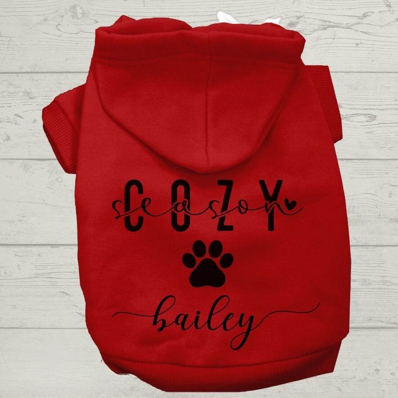 Cozy Season Custom Dog Hoodie, Fall Dog Hoodie, Personalized Dog Clothes, Dog Sweater, Dog Coat, Pet Sweater, Coat for Dog, Winter Dog Coat
