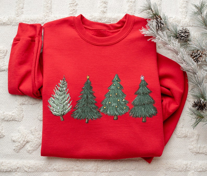Christmas Sweatshirt,Womens Christmas Sweater,Christmas Crewneck Pullover Christmas Tree Holiday Sweaters Winter Matching Kids Youth Toddler