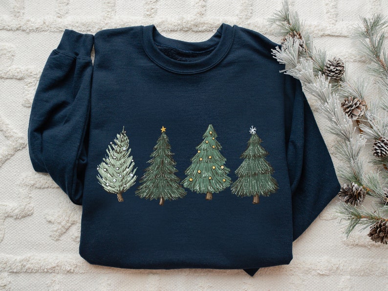 Christmas Sweatshirt,Womens Christmas Sweater,Christmas Crewneck Pullover Christmas Tree Holiday Sweaters Winter Matching Kids Youth Toddler