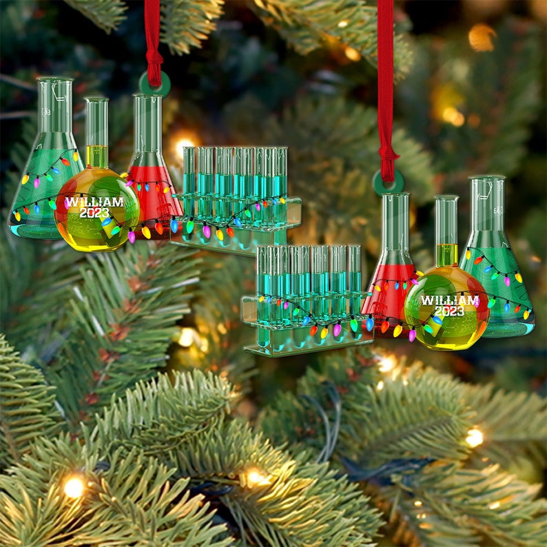 Personalized Glass Chemistry Christmas Ornament 2024, Glass Chemistry Keepsake, Gift For Chemistry Lovers - Xmas Tree Hanging Decoration
