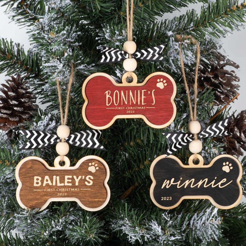 Dog Bone Ornament, Dog's First Christmas Ornament, New Dog Ornament, New Puppy Ornament, Personalized Dog's First Christmas, Bone Ornament il_794xN.5549194813_16qm.jpg