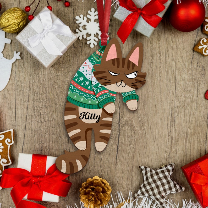 Personalized Cat Ornament, Funny Custom Cats Ornament, Christmas Gifts, Custom Pets Ornament, Gift For Cat Lovers, Cat Mom Gifts