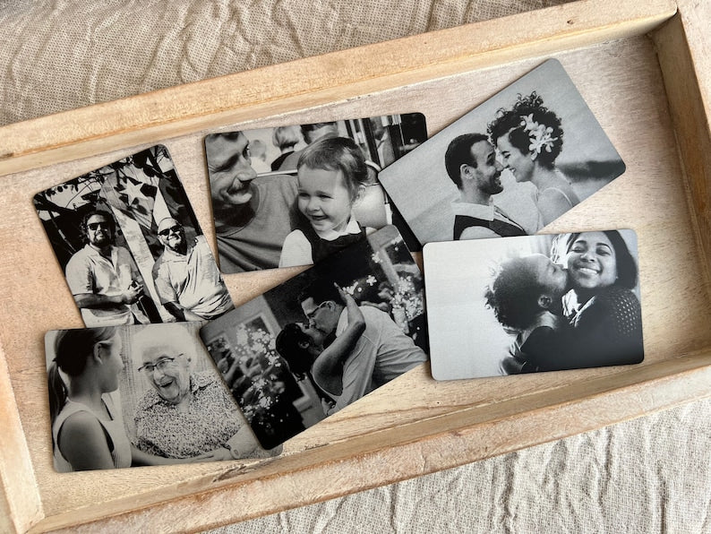 10 Year Tin Anniversary Gift For Him - Personalized Engraved Picture Aluminum Wallet Card Insert