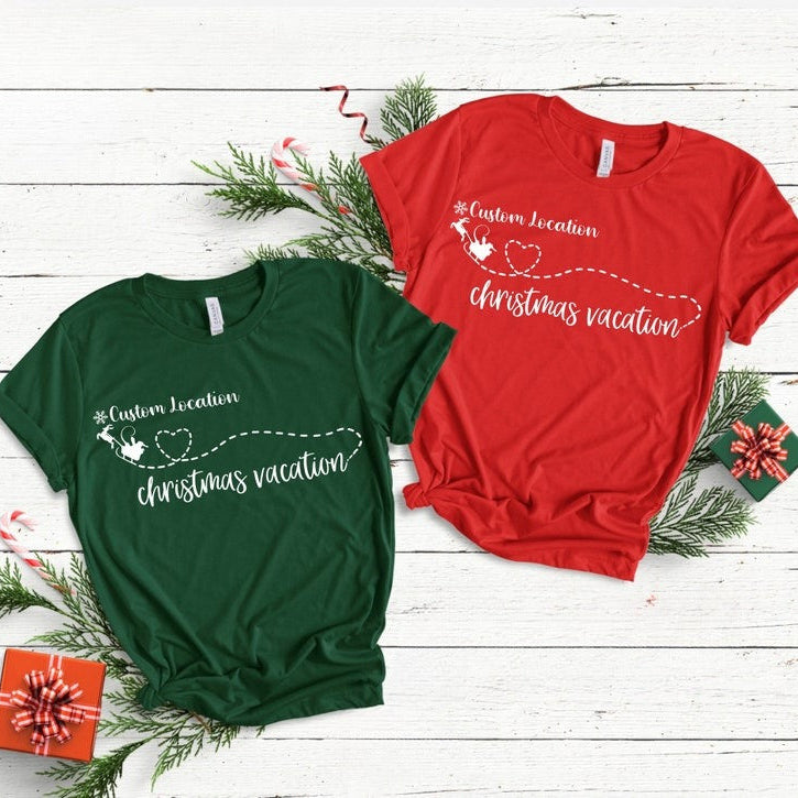 Personalized Christmas Vacation Shirt, Custom Text Destination, Christmas Santa Shirt, Christmas Girls Trip,Christmas Travel,Family Vacation