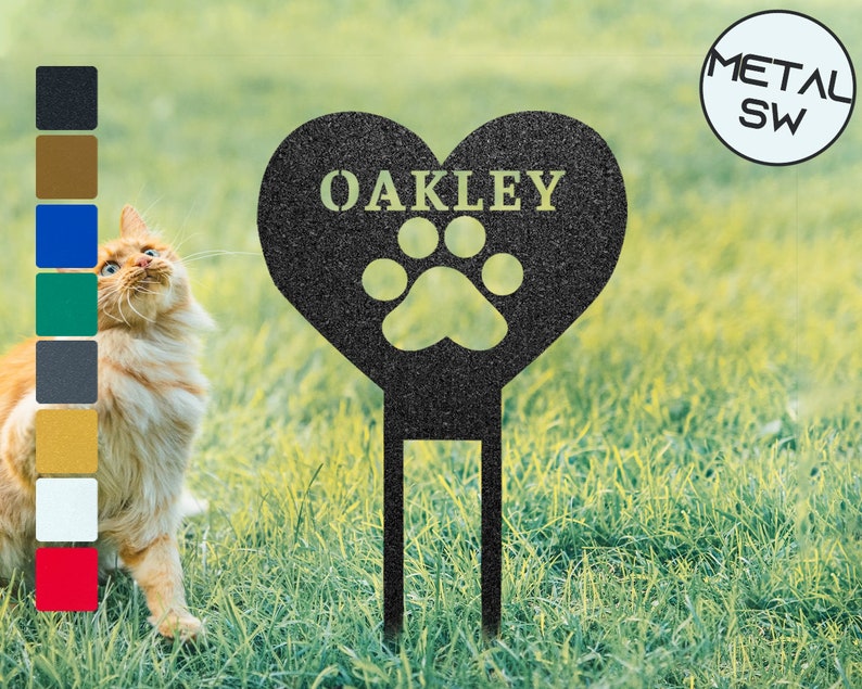 Custom Pet Memorial Plaque Personalized Gifts for Pet Loss Pet Garden Stake with Heart and Paw - Pet Grave Marker Metal Garden Stakes