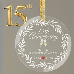 Personalized 15th Wedding Anniversary Gift Ornament