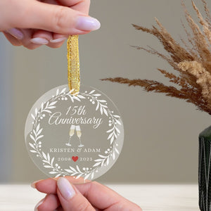 Personalized 15th Wedding Anniversary Gift Ornament