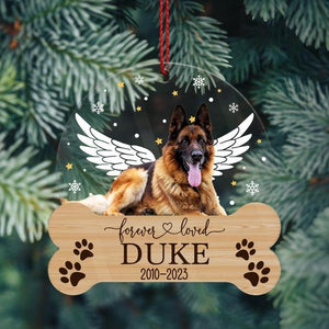 Dog Memorial Ornament, Custom Dog Photo Ornament, Dog Christmas Ornaments Personalized, Pet Loss Keepsake, Forever Loved Dog Ornament