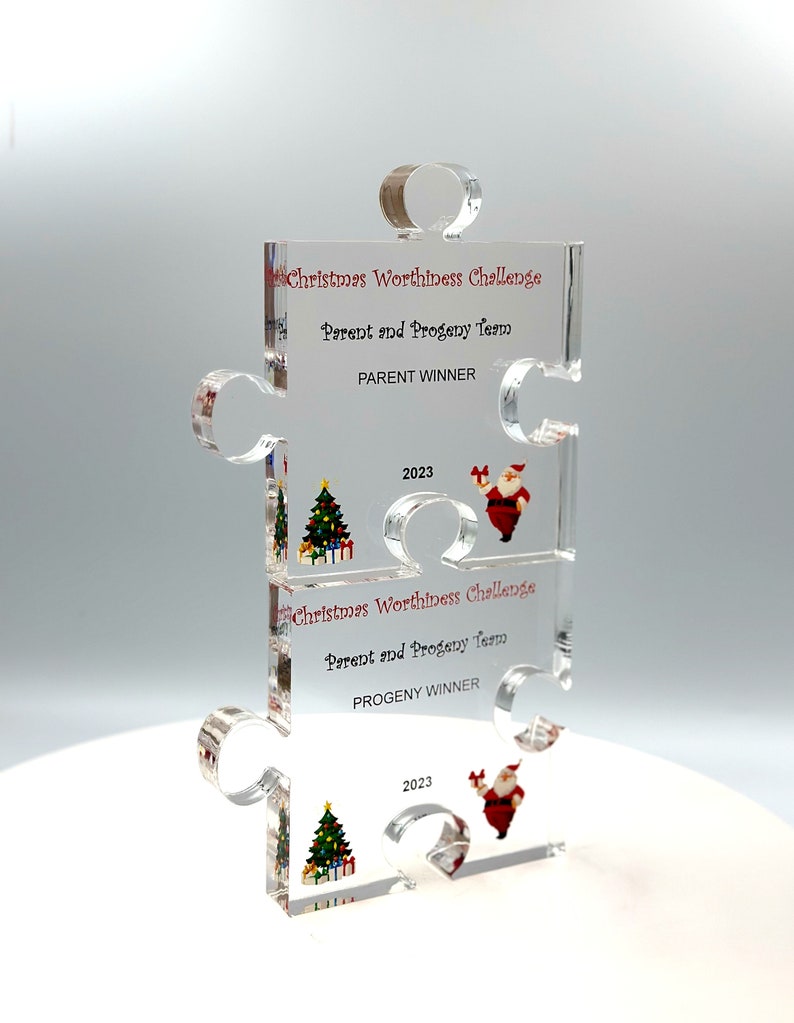 Puzzle Trophy, Stackable Award, Education Trophy, Math Gift, Graduation, Patent Award - Acrylic with Color Prints - Free Customization