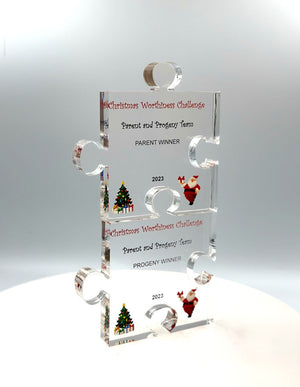 Puzzle Trophy, Stackable Award, Education Trophy, Math Gift, Graduation, Patent Award - Acrylic with Color Prints - Free Customization