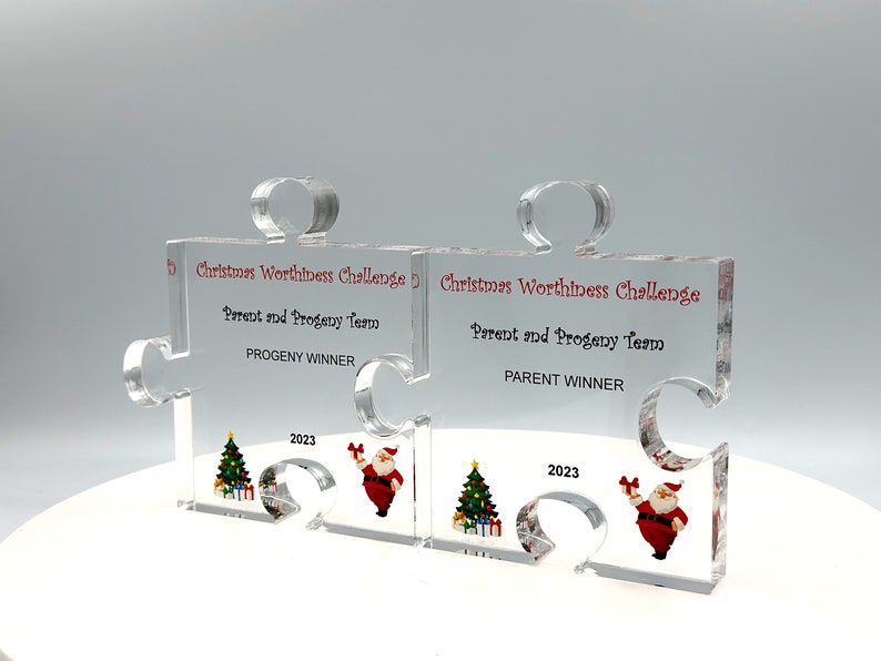 Puzzle Trophy, Stackable Award, Education Trophy, Math Gift, Graduation, Patent Award - Acrylic with Color Prints - Free Customization