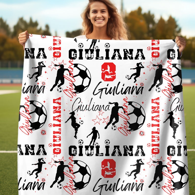 Custom Name Soccer Blanket, Personalized Soccer Girl, Gift for Soccer Lover, Blanket For Soccer Player, Gift for Senior Night