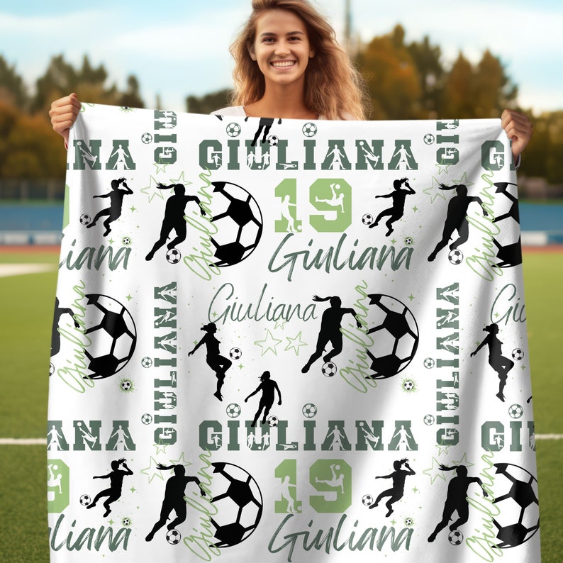 Custom Name Soccer Blanket, Personalized Soccer Girl, Gift for Soccer Lover, Blanket For Soccer Player, Gift for Senior Night