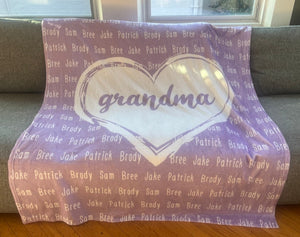 Name in Heart Blanket | Personalized Gift with Names & Color of Your Choice | Personalized Name Blanket, Mothers Day Gifts, Christmas Gift