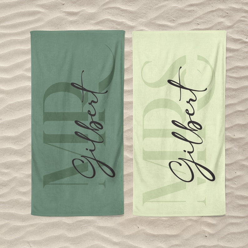 Custom Couple Towel,Personalized Mr. and Mrs. Beach Towel, His and Hers Newlywed Gift, Just Married Bride Gift, Wedding Gift,Honeymoon Gift